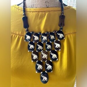 Vintage Tribal Beaded Necklace w/ Elephant Design